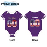 Personalized Multicolor National Flag Element Unisex Baby Bodysuit with Name and Number Birthday Cheer Accessories Gift for Baby Girl Boy