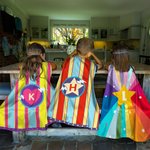 Personalized Rainbow Stripe Lightning Star Superhero Cape with Initial Cosplay Costume Halloween Masquerade Holiday Party Gift for Girls Boys