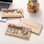 Personalized Apple Pencil Coffee Coquette Bow Design Wooden Money Holder with Name Appreciation Week End of School Year Gift for Teacher