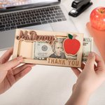 Personalized Apple Pencil Coffee Coquette Bow Design Wooden Money Holder with Name Appreciation Week End of School Year Gift for Teacher