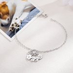 Personalized Dainty 1-5 Paw Print Charm Twisted Circle Bracelet with Initial Dog Cat Mom Jewellery Birthday Memorial Gift for Women