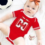 Personalized Multicolor National Flag Element Unisex Baby Bodysuit with Name and Number Birthday Cheer Accessories Gift for Baby Girl Boy