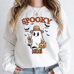 Personalizado Spooky Bat Diseño Multicolor Sudadera Sudadera con capucha Regalo de Halloween para el miembro de la familia