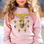 Personalisierte Muticolor niedliche Biene Familie Erwachsene Kind Sweatshirt Hoodie mit 1-10 Namen Geburtstag Geschenk für Familie