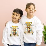 Personalisierte Muticolor niedliche Biene Familie Erwachsene Kind Sweatshirt Hoodie mit 1-10 Namen Geburtstag Geschenk für Familie