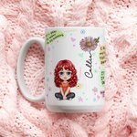 Personalized My Mental Breakdown Cup Cartoon Ceramic Mug with Birth Flower and Name Birthday Affirmation Gift for Family Friend