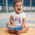 Personalized Multicolor Striped Baseball Element Baby Bodysuit Jersey with Name and Number Olympic Games Day Birthday Gift for Newborns