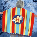 Personalized Rainbow Stripe Lightning Star Superhero Cape with Initial Cosplay Costume Halloween Masquerade Holiday Party Gift for Girls Boys