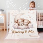 Personalizada Mamá y Bebé Perro Sika Venado Animales Manta Suave con Nombre Cumpleaños Decoración del Hogar Regalo para Mamá Niños Niñas