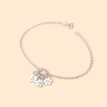 Personalized Dainty 1-5 Paw Print Charm Twisted Circle Bracelet with Initial Dog Cat Mom Jewellery Birthday Memorial Gift for Women