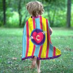 Personalized Rainbow Stripe Lightning Star Superhero Cape with Initial Cosplay Costume Halloween Masquerade Holiday Party Gift for Girls Boys