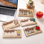 Personalized Apple Pencil Coffee Coquette Bow Design Wooden Money Holder with Name Appreciation Week End of School Year Gift for Teacher