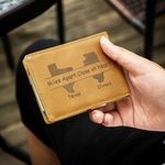 Personalized State to State Multi-compartment Leather Wallet Money Clip with Engraved Text Long Distance Birthday Anniversary Gift for Men