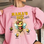 Personalisierte Muticolor niedliche Biene Familie Erwachsene Kind Sweatshirt Hoodie mit 1-10 Namen Geburtstag Geschenk für Familie