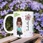 Personalized My Mental Breakdown Cup Cartoon Ceramic Mug with Birth Flower and Name Birthday Affirmation Gift for Family Friend