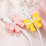 Personalized 3D Printed Coquette Bow Name 1.5 Meter USB Charging Cable for iPhone Micro USB Type C Phone Accessory Birthday Gift for Women Girls