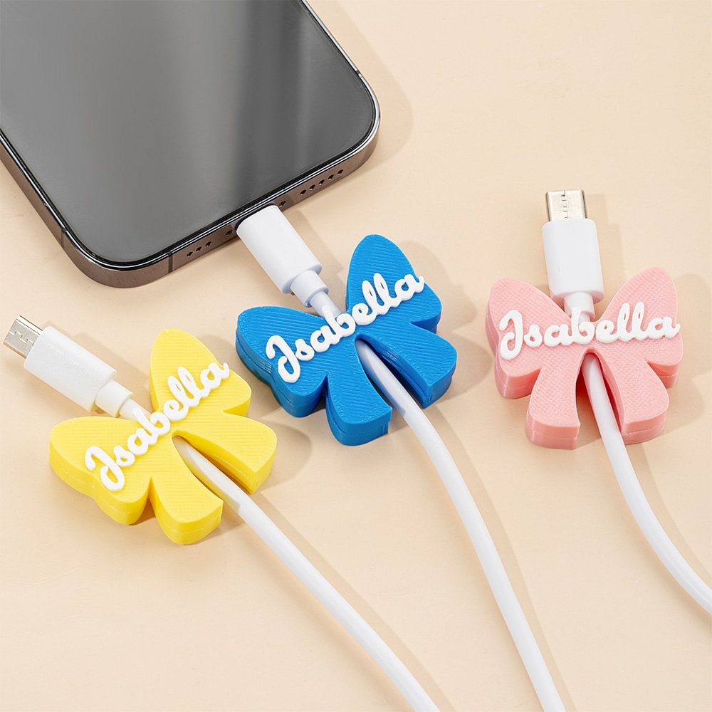 Personalizzato 3D stampato Coquette Bow Nome 1,5 metri Cavo di ricarica USB per iPhone Micro USB Tipo C Telefono Accessorio Regalo di compleanno per l