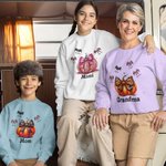 Personalizzato Multicolore Halloween Zucca Pipistrello Adulto Bambino Felpa con nome Halloween Compleanno Regalo per la famiglia