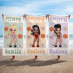 Henkilökohtainen ylimitoitettu ylisuuri nopea kuivaus Y2K-tyylinen rantapyyhe, jossa on nimi kesällä Travel Essentials syntymäpäivälahja naisille