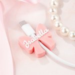 Personalized 3D Printed Coquette Bow Name 1.5 Meter USB Charging Cable for iPhone Micro USB Type C Phone Accessory Birthday Gift for Women Girls