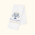 Personalized Hanukkah Menorah 100% Cotton Waffle Tea Towel with Text Home Kitchen Decor Hanukkah Gift for Jewish Family