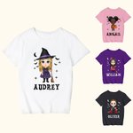 Personalized Cartoon Character Bat Kid 100% Cotton Adult T-Shirt with Name Halloween Gift for Family Friend