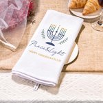 Personalized Hanukkah Menorah 100% Cotton Waffle Tea Towel with Text Home Kitchen Decor Hanukkah Gift for Jewish Family