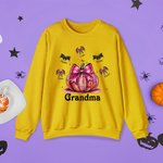 Personalizzato Multicolore Halloween Zucca Pipistrello Adulto Bambino Felpa con nome Halloween Compleanno Regalo per la famiglia