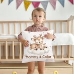 Personalisierte schlafende Mama Baby Tier verträumt Mond Wolke werfen Kissenbezug mit Namen niedlich Home Nursery Room Decor Geburtstagsgeschenk für K