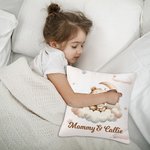 Personalisierte schlafende Mama Baby Tier verträumt Mond Wolke werfen Kissenbezug mit Namen niedlich Home Nursery Room Decor Geburtstagsgeschenk für K