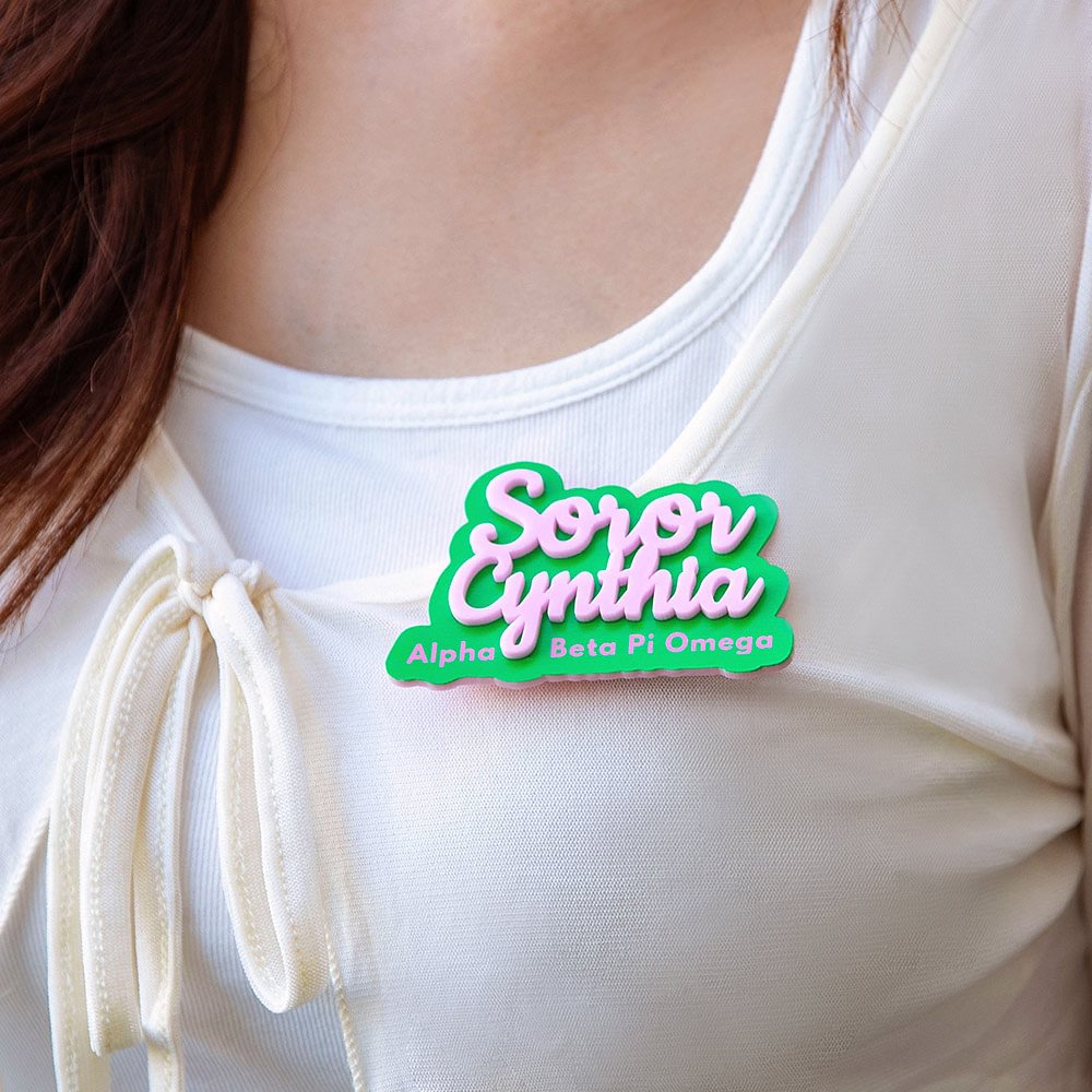 Personnalisé Sorority Acrylic Magnetic Pin Badge with Name Sorority Accessories Chapter Meetings Gift for Sister Friend