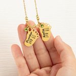 Personalizado grabado 1-3 bebé pie colgante collar con anuncio de nacimiento y piedra de cumpleaños cumpleaños Baby Shower regalo para el niño nueva m