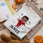 Personalized Cartoon Character Bat Kid 100% Cotton Adult T-Shirt with Name Halloween Gift for Family Friend