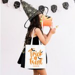 Personalized Bat Sweets Star Trick or Treat Reusable Canvas Bag with Name Halloween Activity Gift for Kids