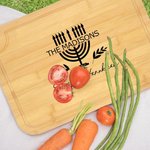 Personalized Hanukkah Menorah Engraved Wooden Cutting Board with Text and Juice Groove Kitchen Accessories Hanukkah Gift for Jewish