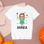 Personalized Cartoon Character Bat Kid 100% Cotton Adult T-Shirt with Name Halloween Gift for Family Friend