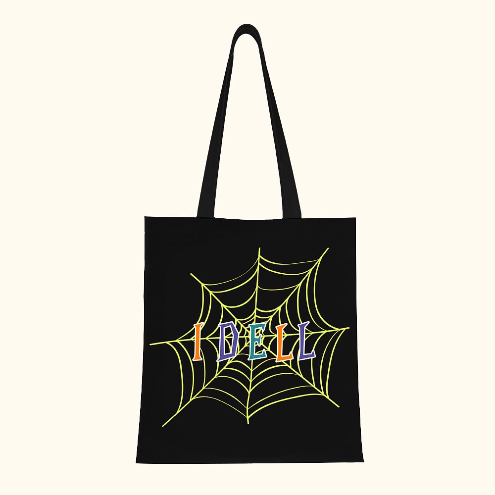 Sac en Toile Personnalisé avec Nom Multicolore Design Toile d'Araignée Des Bonbons ou un Sort Cadeau Halloween pour Enfants