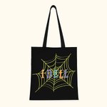 Personalized Spider Webs Halloween Canvas Tote Bag with Name Trick or Treat Halloween Party Favors Gift for Kids