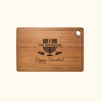Personalized Hanukkah Menorah Engraved Wooden Cutting Board with Text and Juice Groove Kitchen Accessories Hanukkah Gift for Jewish