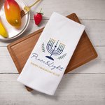 Personalized Hanukkah Menorah 100% Cotton Waffle Tea Towel with Text Home Kitchen Decor Hanukkah Gift for Jewish Family