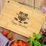 Personalized Hanukkah Menorah Engraved Wooden Cutting Board with Text and Juice Groove Kitchen Accessories Hanukkah Gift for Jewish