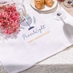Personalized Hanukkah Menorah 100% Cotton Waffle Tea Towel with Text Home Kitchen Decor Hanukkah Gift for Jewish Family