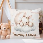Personalisierte schlafende Mama Baby Tier verträumt Mond Wolke werfen Kissenbezug mit Namen niedlich Home Nursery Room Decor Geburtstagsgeschenk für K