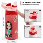 Personalisierte Niedliche Cartoon-Figur Name Trinkflasche 350ml mit Strohhalm und Pop-up Deckel Kindertag Zurück zur Schule Geschenk für Kinder