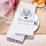Personalized Hanukkah Menorah 100% Cotton Waffle Tea Towel with Text Home Kitchen Decor Hanukkah Gift for Jewish Family