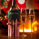 Personalized Christmas Bell Elf Double-sided Use Wine Bottle Covers with Text Christmas Decor Gift for Family Wine Lover