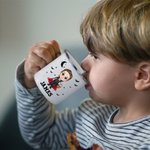 Personalized Cartoon Character Bats Ghosts Design 11oz Enamel Mug with Name Halloween Spooky Season Gift for Kids