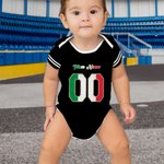 Personalisierter Mehrfarbiger Unisex Baby Strampler mit Deutschem Flagge Element und Nummer Nationalflagge Geburtstag Nationalfeiertag Jubel Geschenk