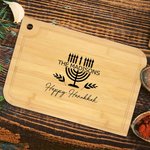 Personalized Hanukkah Menorah Engraved Wooden Cutting Board with Text and Juice Groove Kitchen Accessories Hanukkah Gift for Jewish