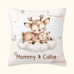 Personalisierte schlafende Mama Baby Tier verträumt Mond Wolke werfen Kissenbezug mit Namen niedlich Home Nursery Room Decor Geburtstagsgeschenk für K